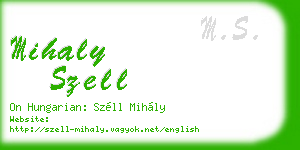 mihaly szell business card